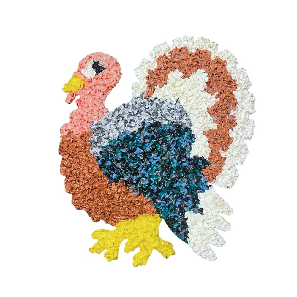 Vintage 70’s Melted Plastic Popcorn Turkey Wall Decor